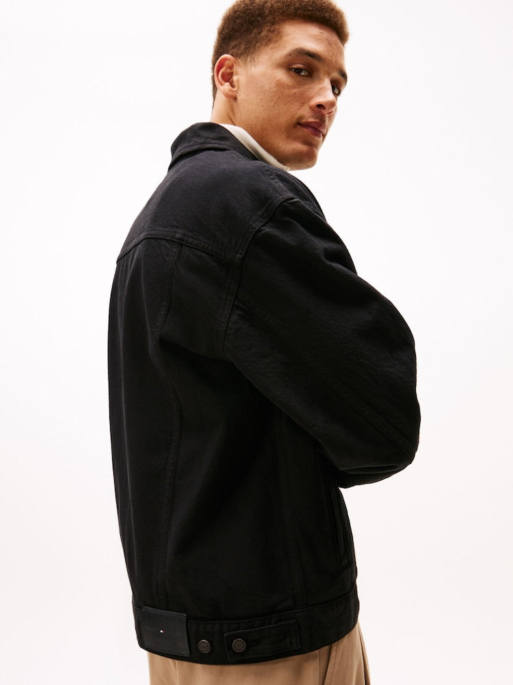 Men's Black Relaxed Washed Denim Jacket