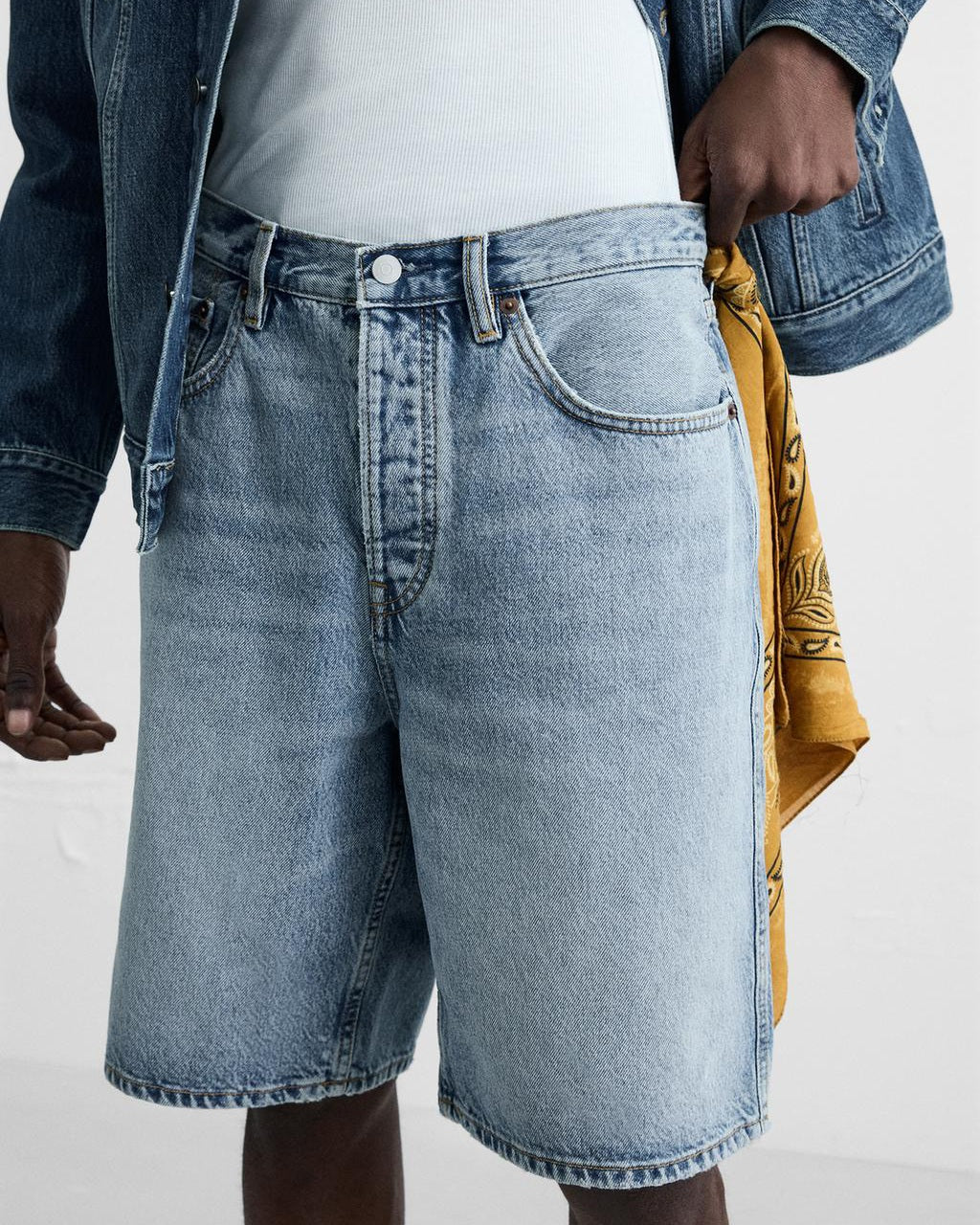 Zara Blue Denim Straight-leg Short
