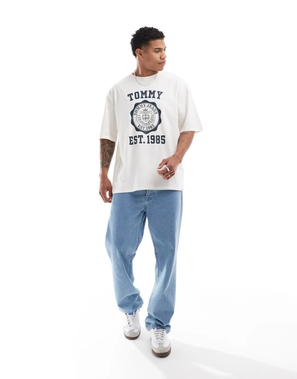 Tommy Hilfiger Oversized Fit Crest Varsity T-Shirt In Off-White