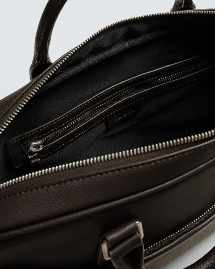 Zara Brown Textured Briefcase