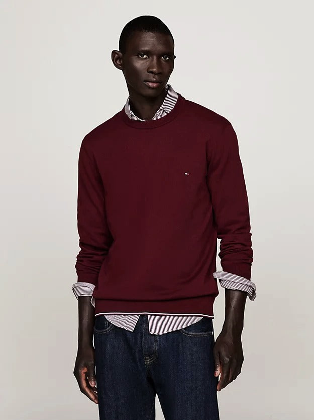 Tommy Hilfiger Pima Cotton Crewneck Sweater In Red