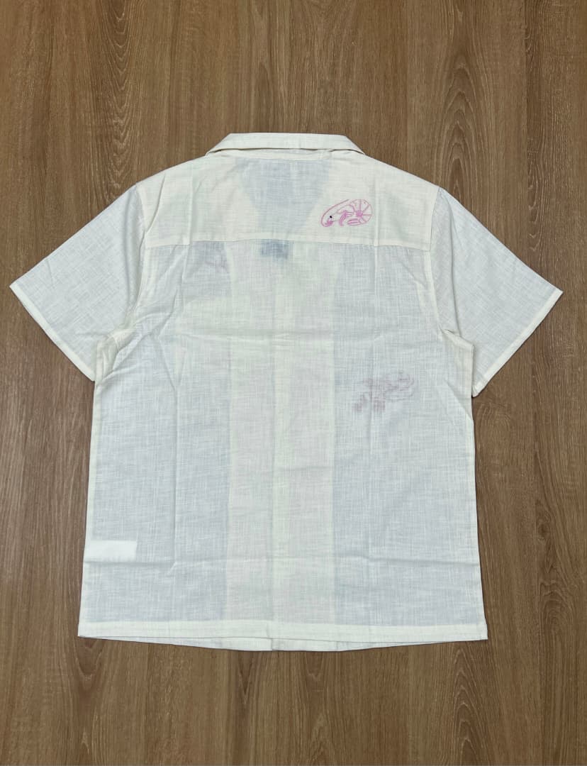 New Look Regular Fit Embroidered Linen Shirt in Off White