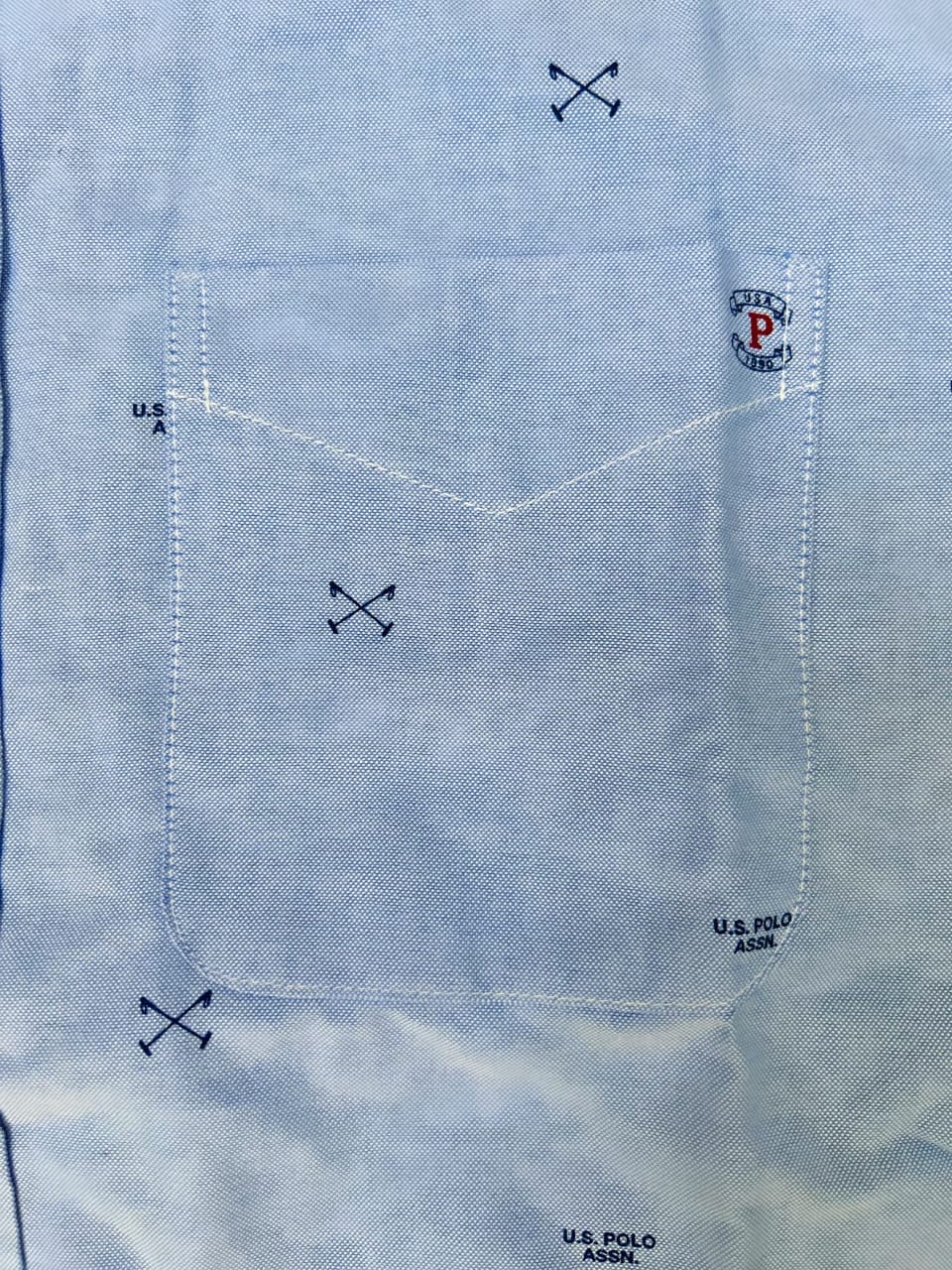 U S Polo Assn Regular Fit Oxford Cotton All Over Print Shirt in Blue