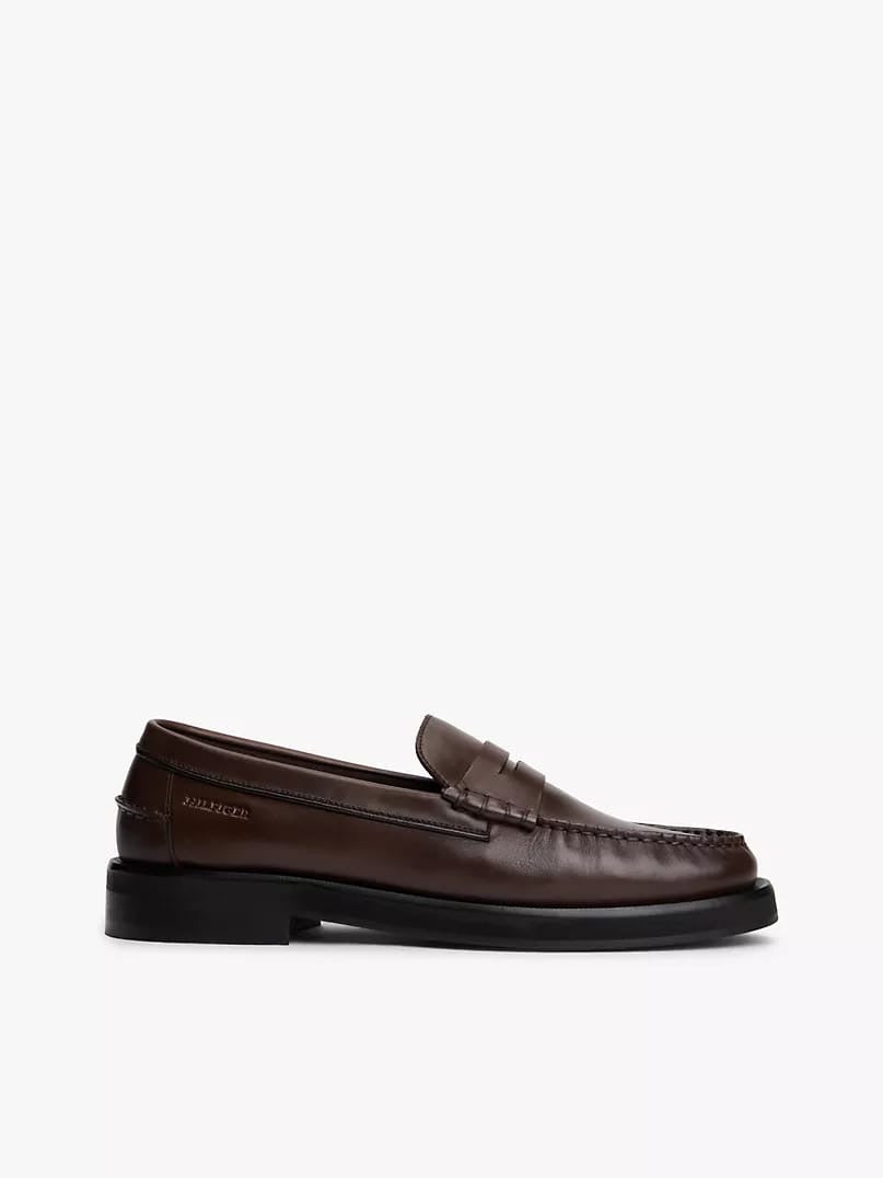 Tommy Hilfiger Leather Penny Loafers in Brown