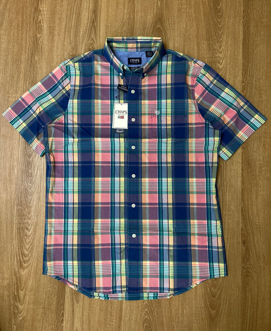Chaps Short Sleeve Plaid Shirt in Multi color
