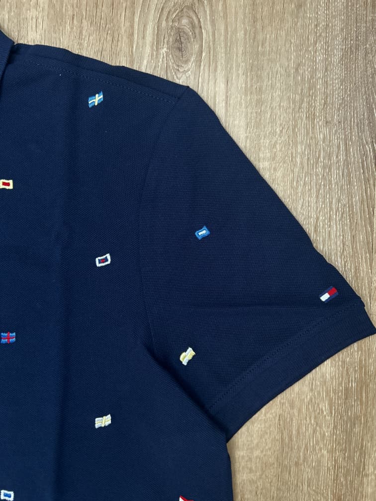Tommy Hilfiger All over Flag Polo Shirt in Navy