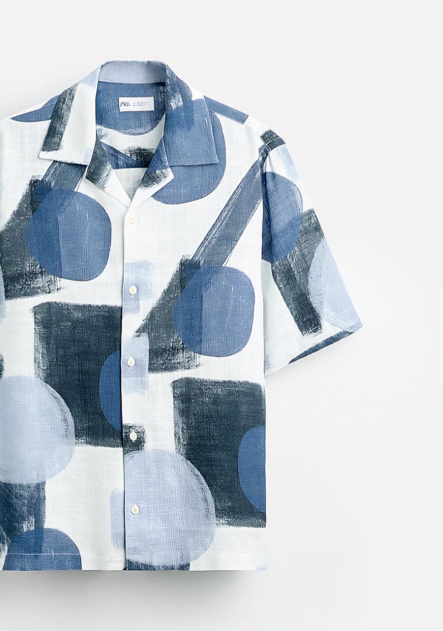 Zara - Regular Fit Abstract Print Shirt in Blue