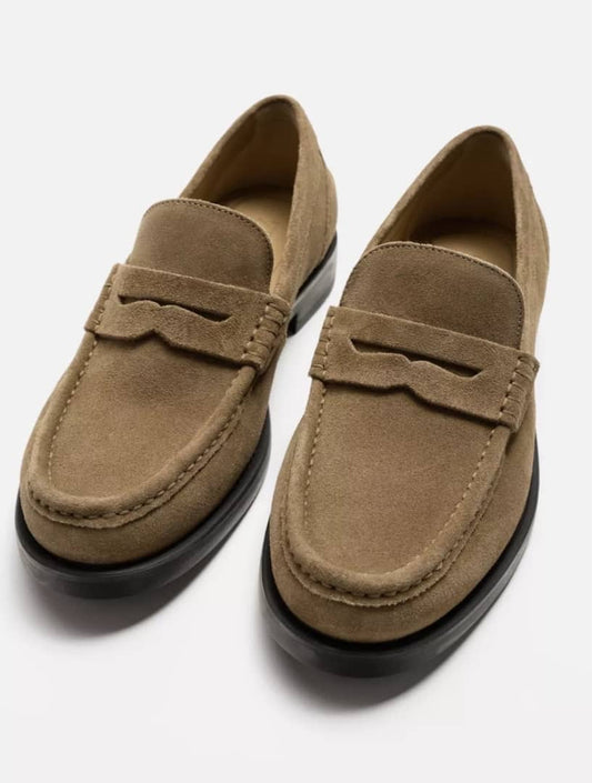 Zara Leather Penny Strap Loafers