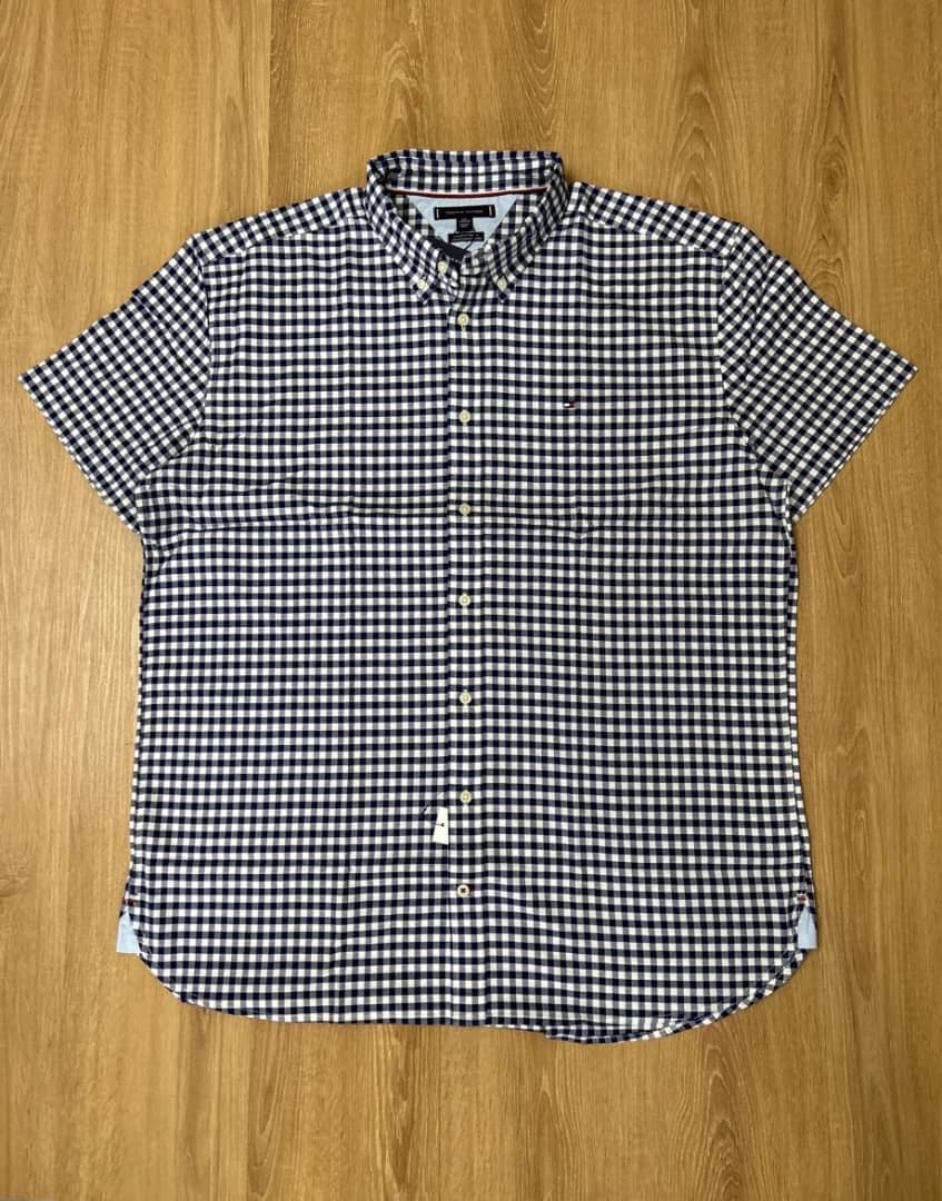 Tommy Hilfiger Regular FitOxford Cotton Check Shirt in Navy