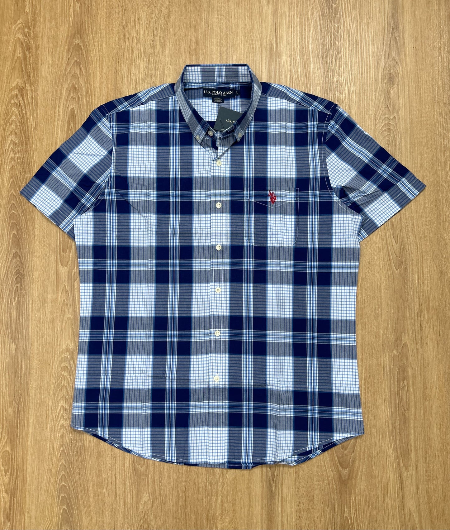 U S Polo Assn Regular Fit Blue Plaid Shirt