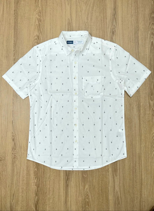 Old Navy Regular Fit Cotton Shirt in White Anchor