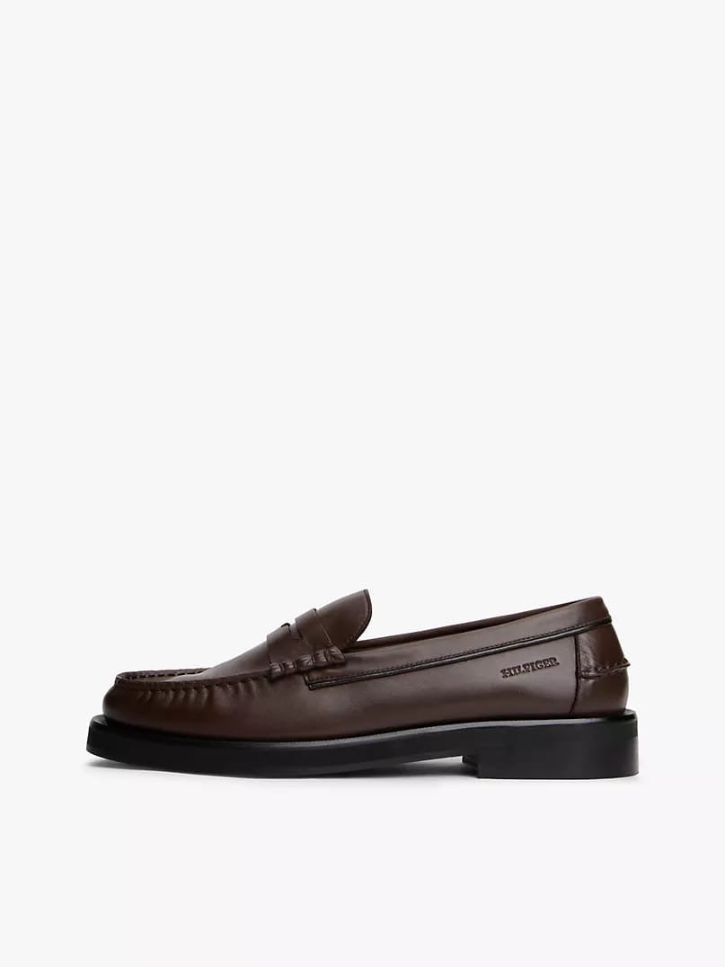 Tommy Hilfiger Leather Penny Loafers in Brown