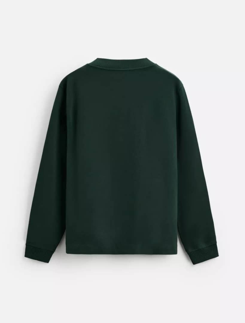 Zara Textured  Buttoned  Sweater in Green