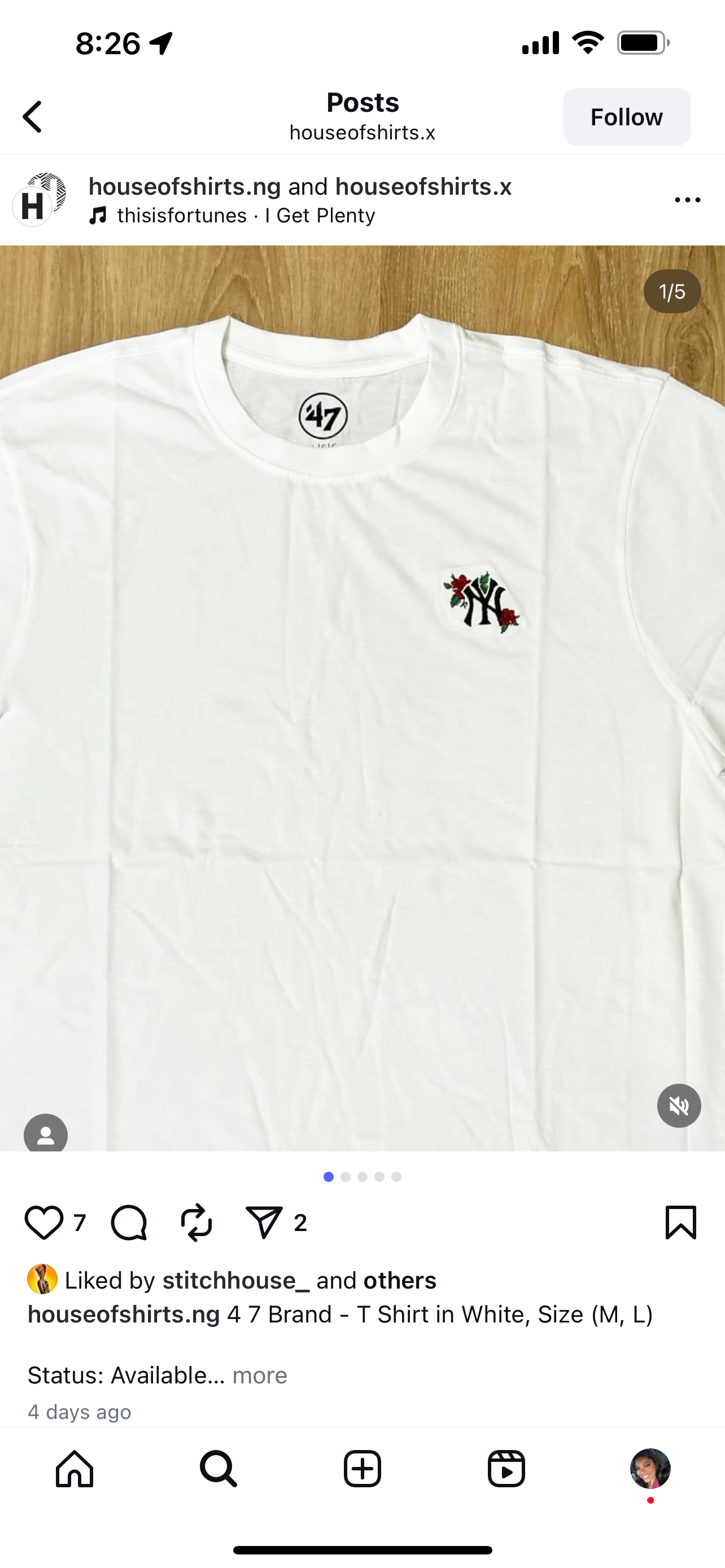 47 Brand T Shirt in White
