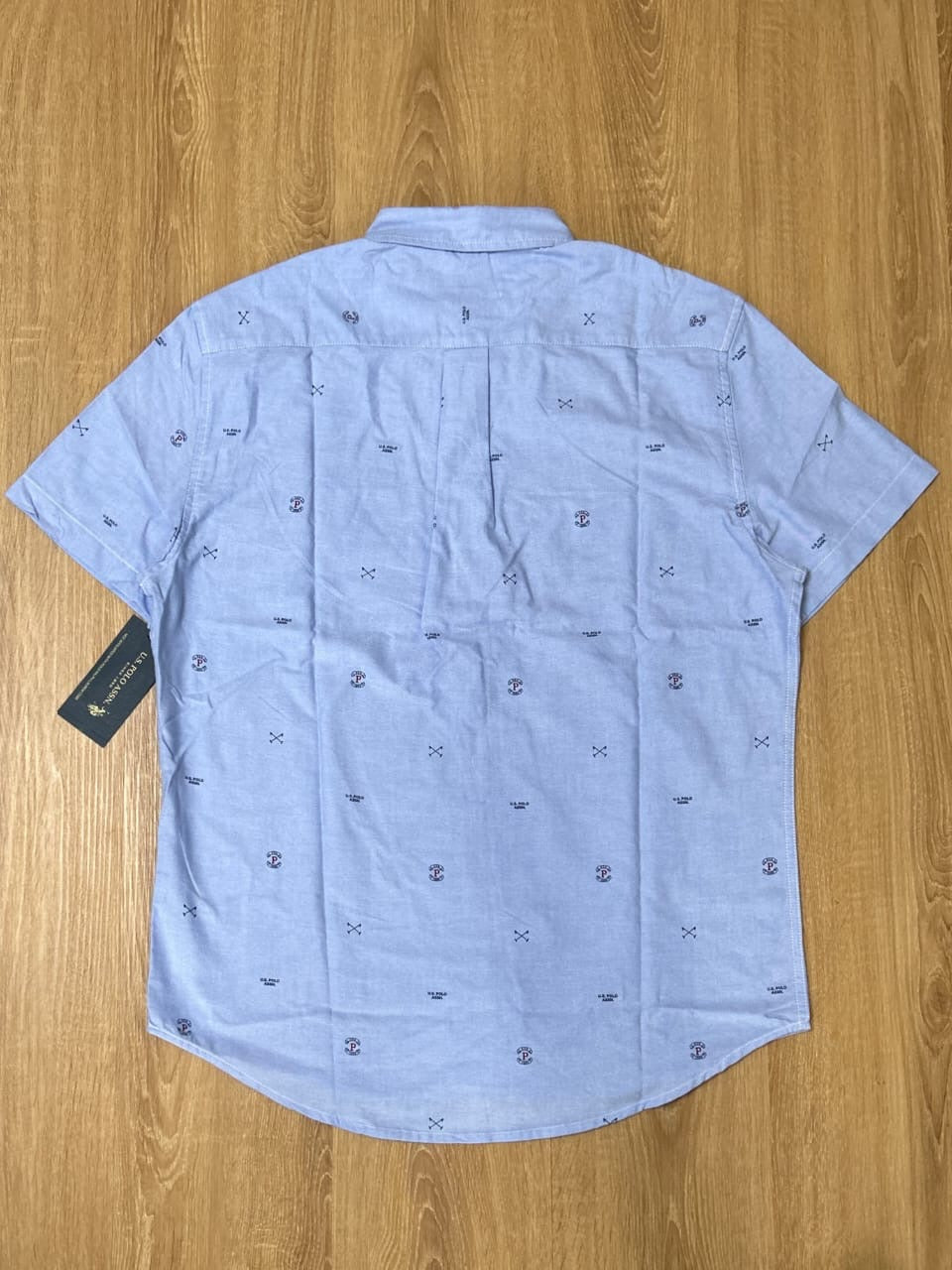 U S Polo Assn Regular Fit Oxford Cotton All Over Print Shirt in Blue