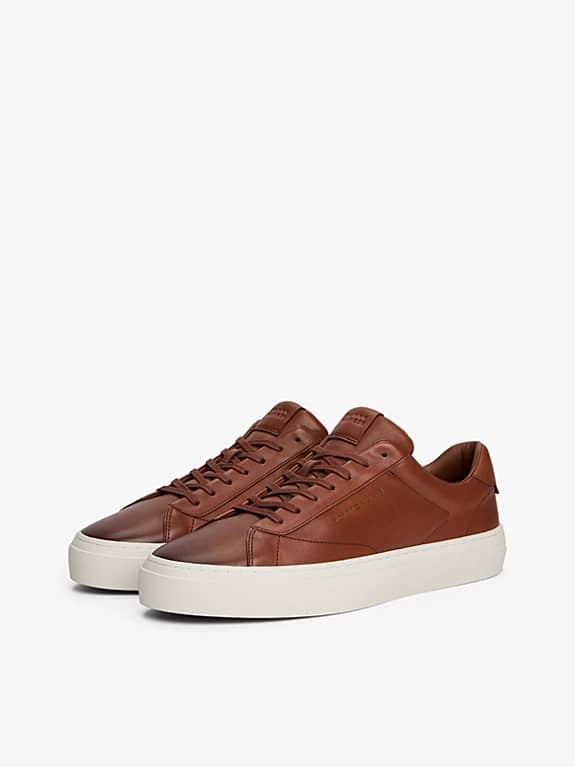 Tommy Hilfiger Brown Leather Trainers