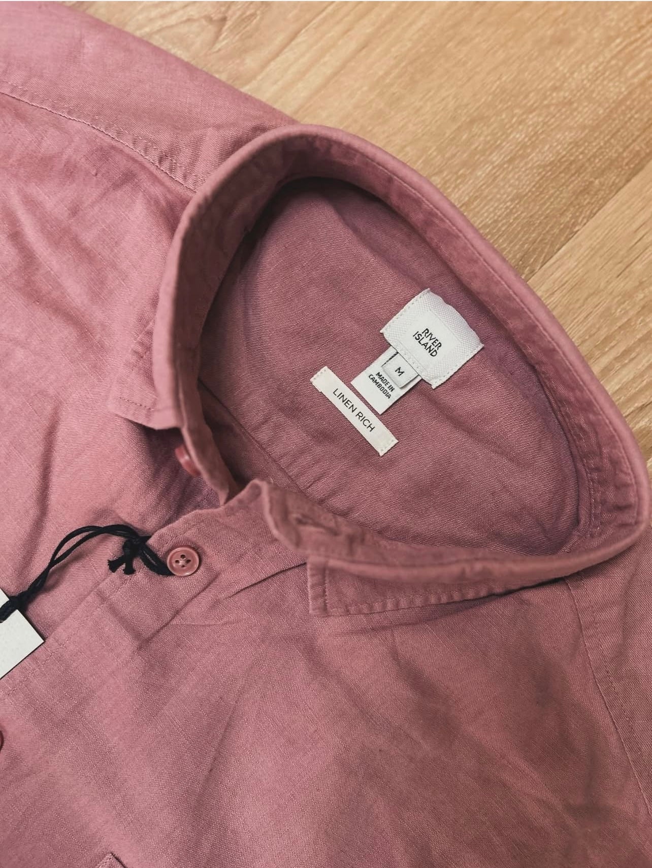 River island Regular Fit Linen/ Cotton Shirt in Mauve