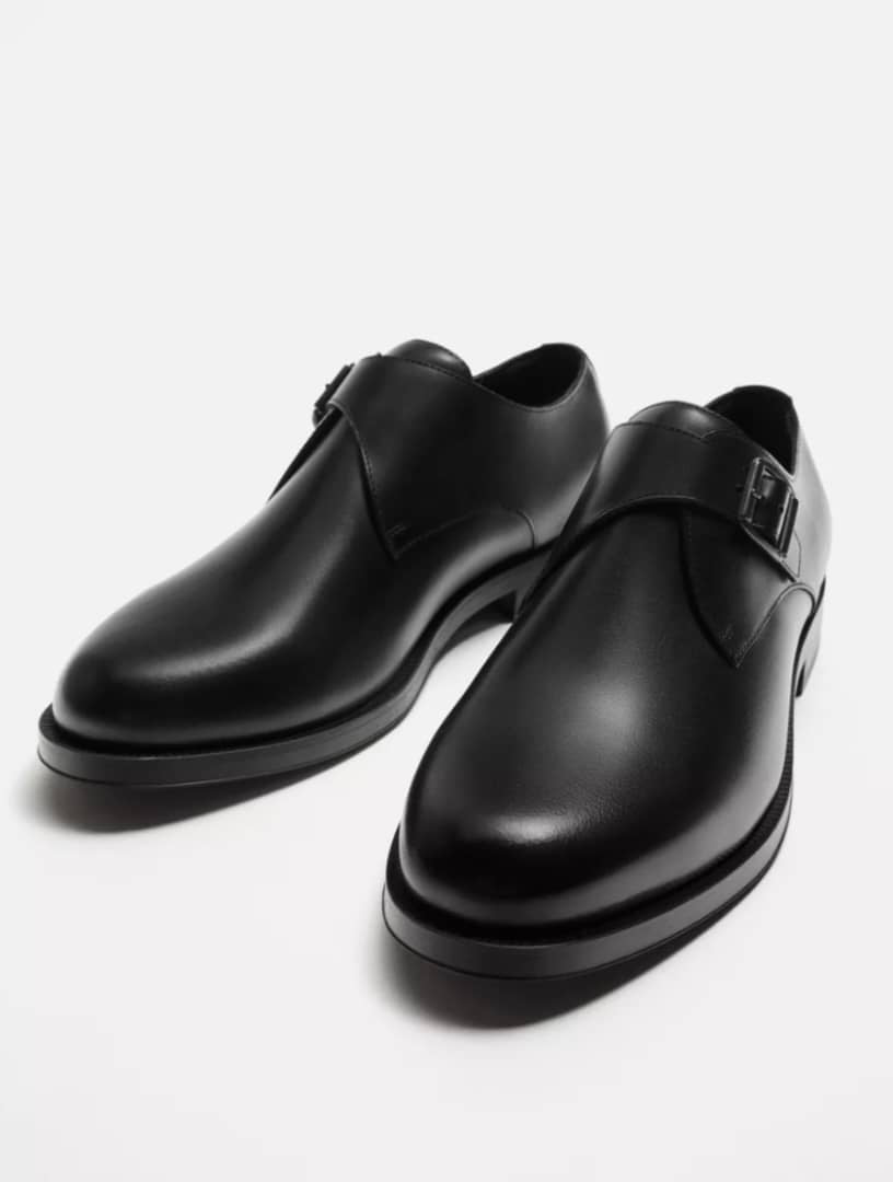 Zara Leather Shoe With Buckle in Black