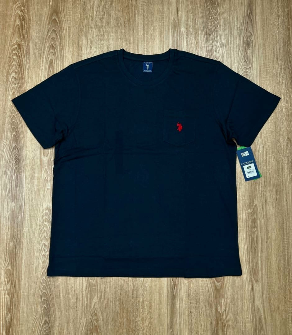 U S Polo Assn Regular Fit Cotton T Shirt With Pocket in Black