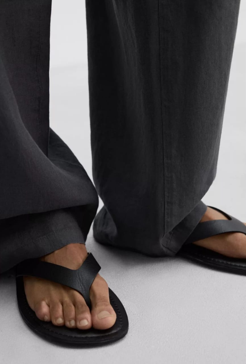 Zara Leather Sandal in All Black