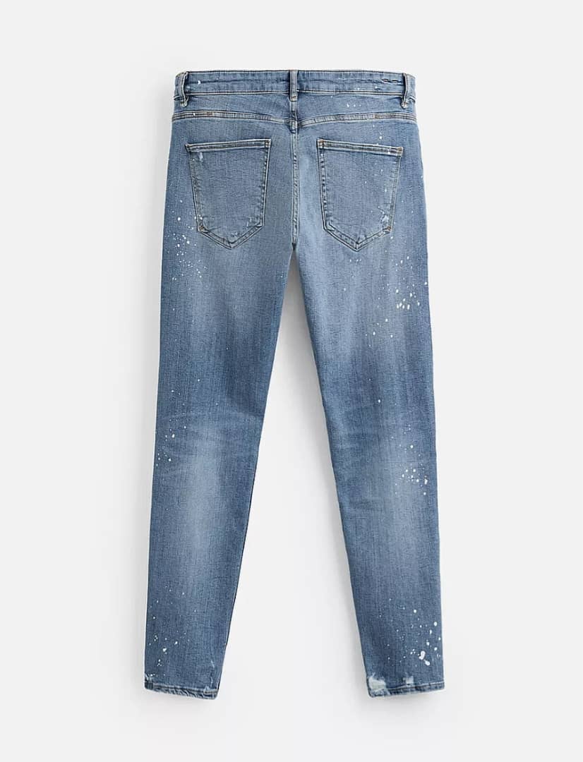 Zara Skinny Fit Ripped Blue Denim