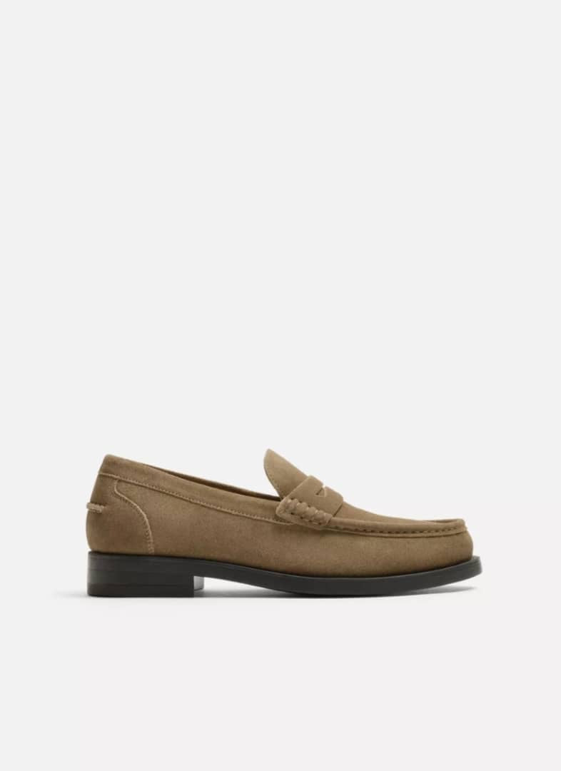 Zara Leather Penny Strap Loafers
