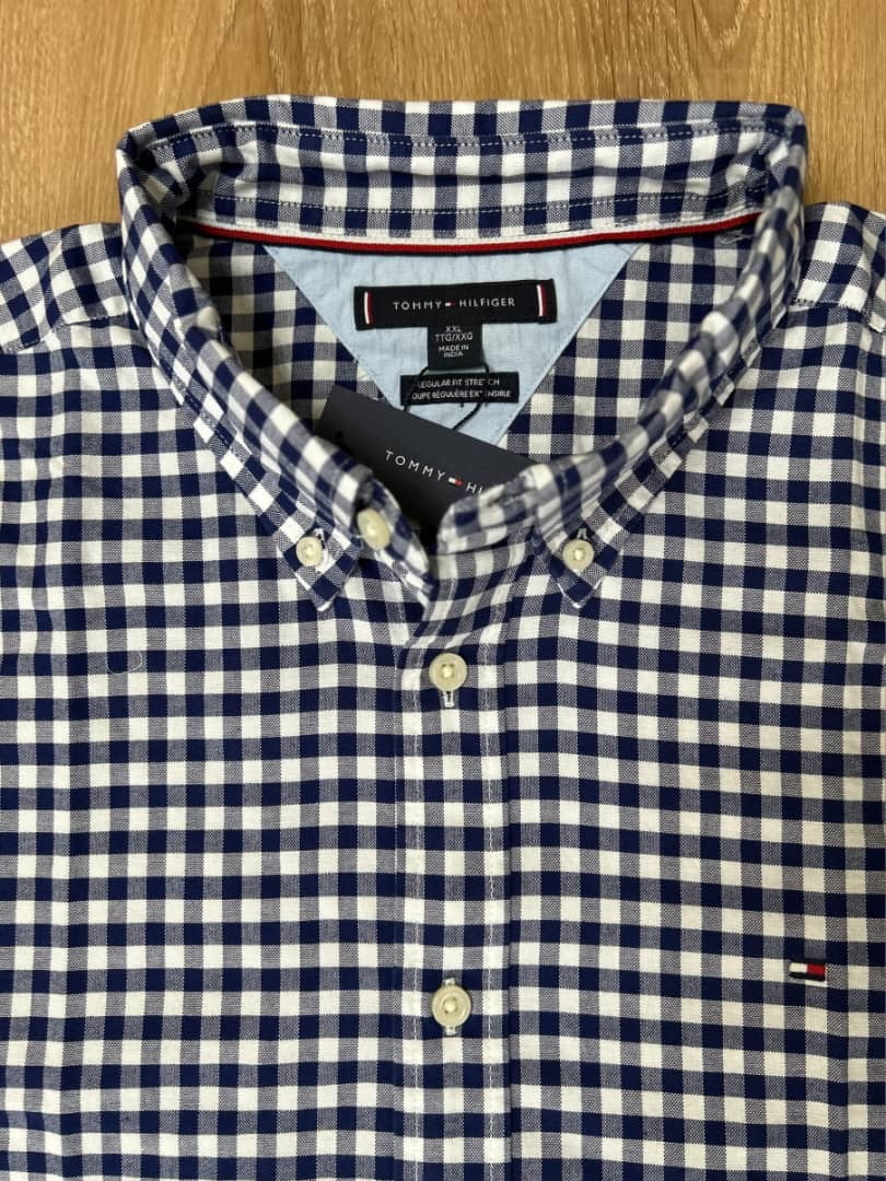 Tommy Hilfiger Regular FitOxford Cotton Check Shirt in Navy