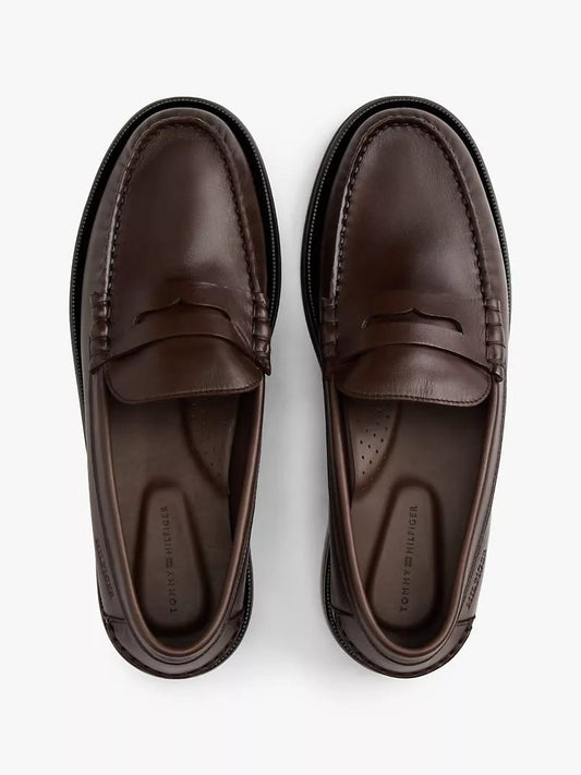 Tommy Hilfiger Leather Penny Loafers in Brown