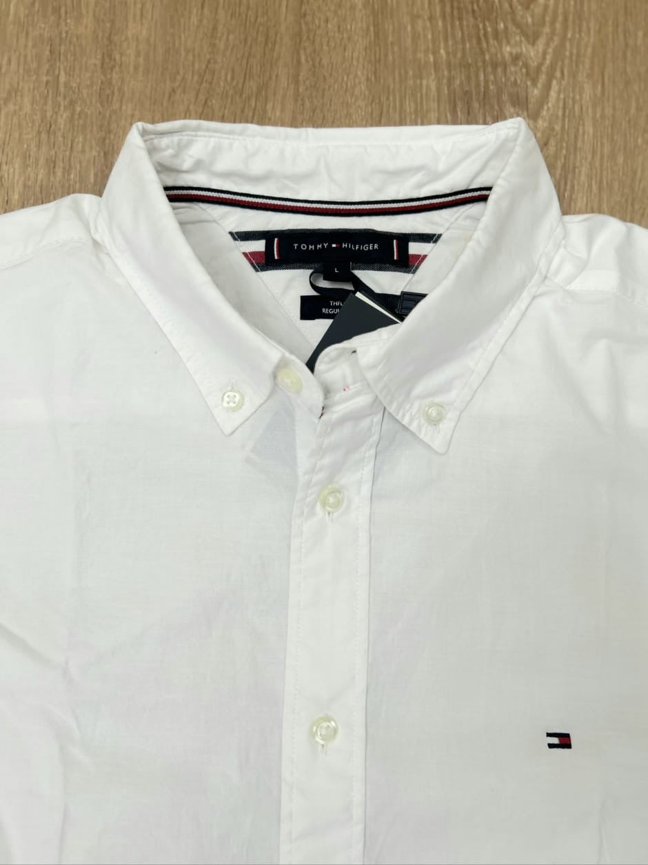 Tommy Hilfiger Regular Fit Poplin Cotton Shirt in white
