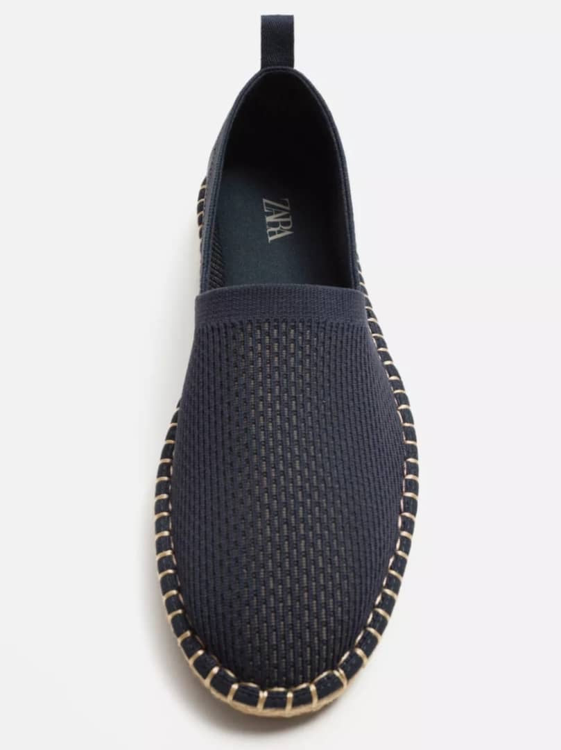 Zara Fabric Knitted Espadrilles in Navy