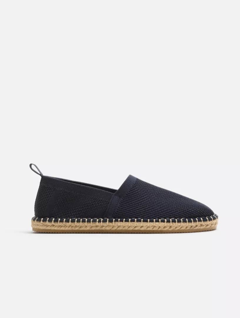 Zara Fabric Knitted Espadrilles in Navy