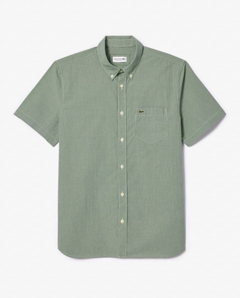 Lacoste Short Sleeved Regular Fit Gingham Print Shirt
