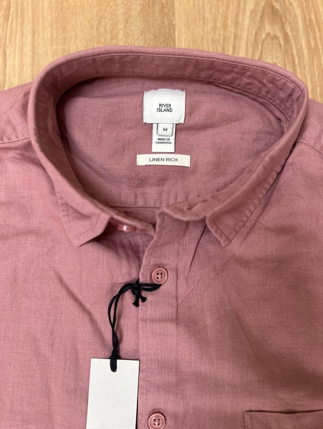 River island Regular Fit Linen/ Cotton Shirt in Mauve