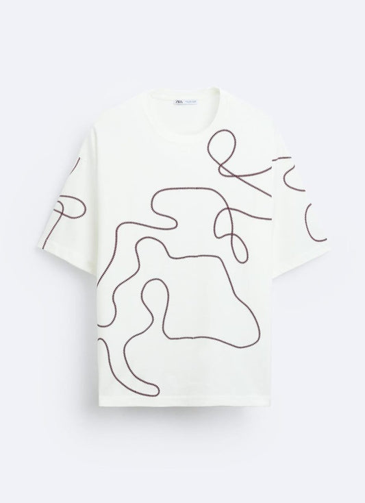 Zara T Shirt With Contrast Print