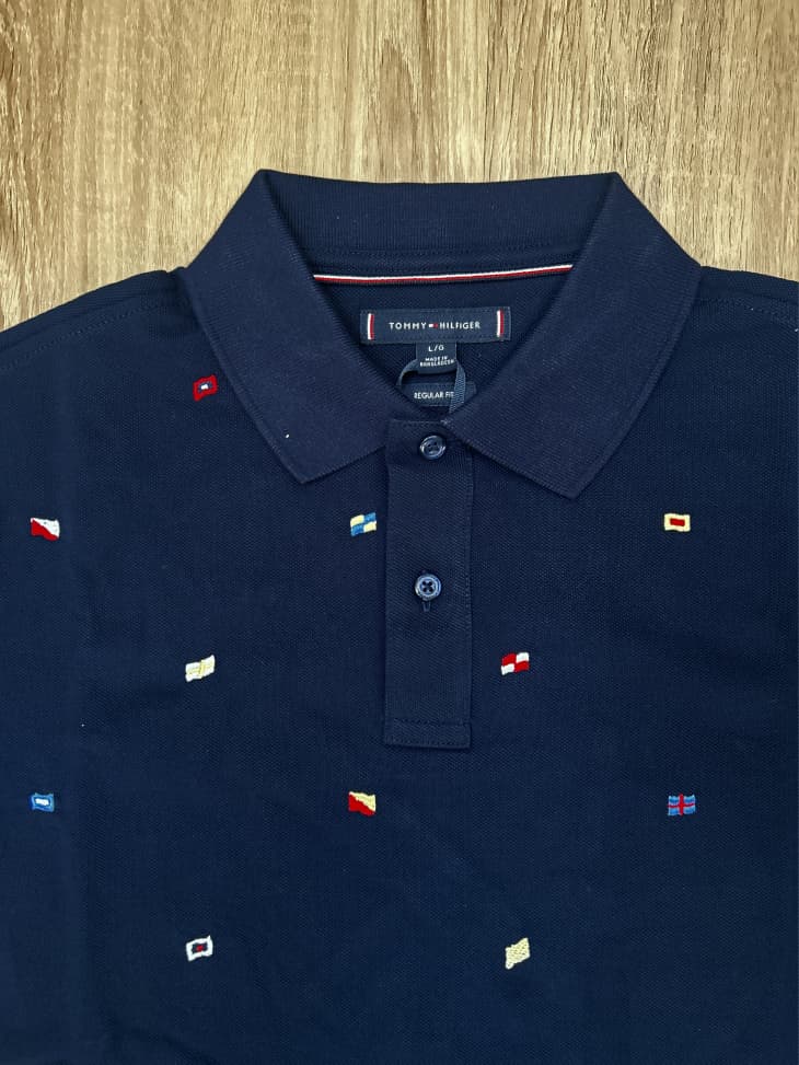 Tommy Hilfiger All over Flag Polo Shirt in Navy