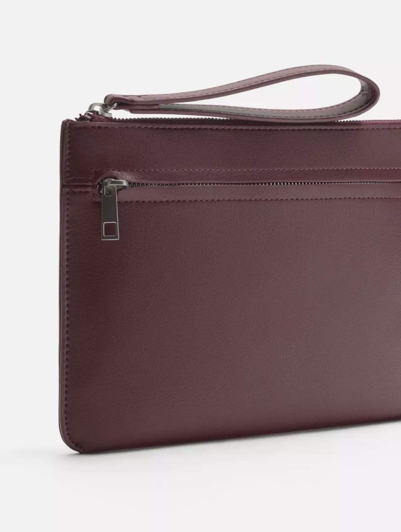 Zara Plain Clutch Bag in Burgundy