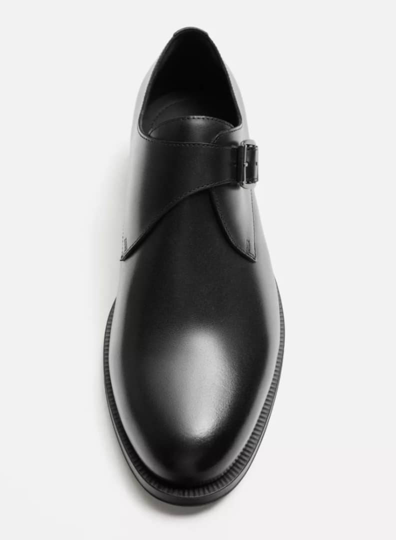 Zara Leather Shoe With Buckle in Black