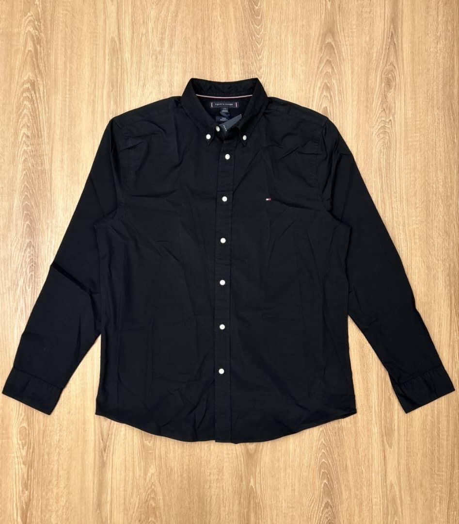 Tommy Hilfiger Regular Fit Poplin Cotton Shirt in Black