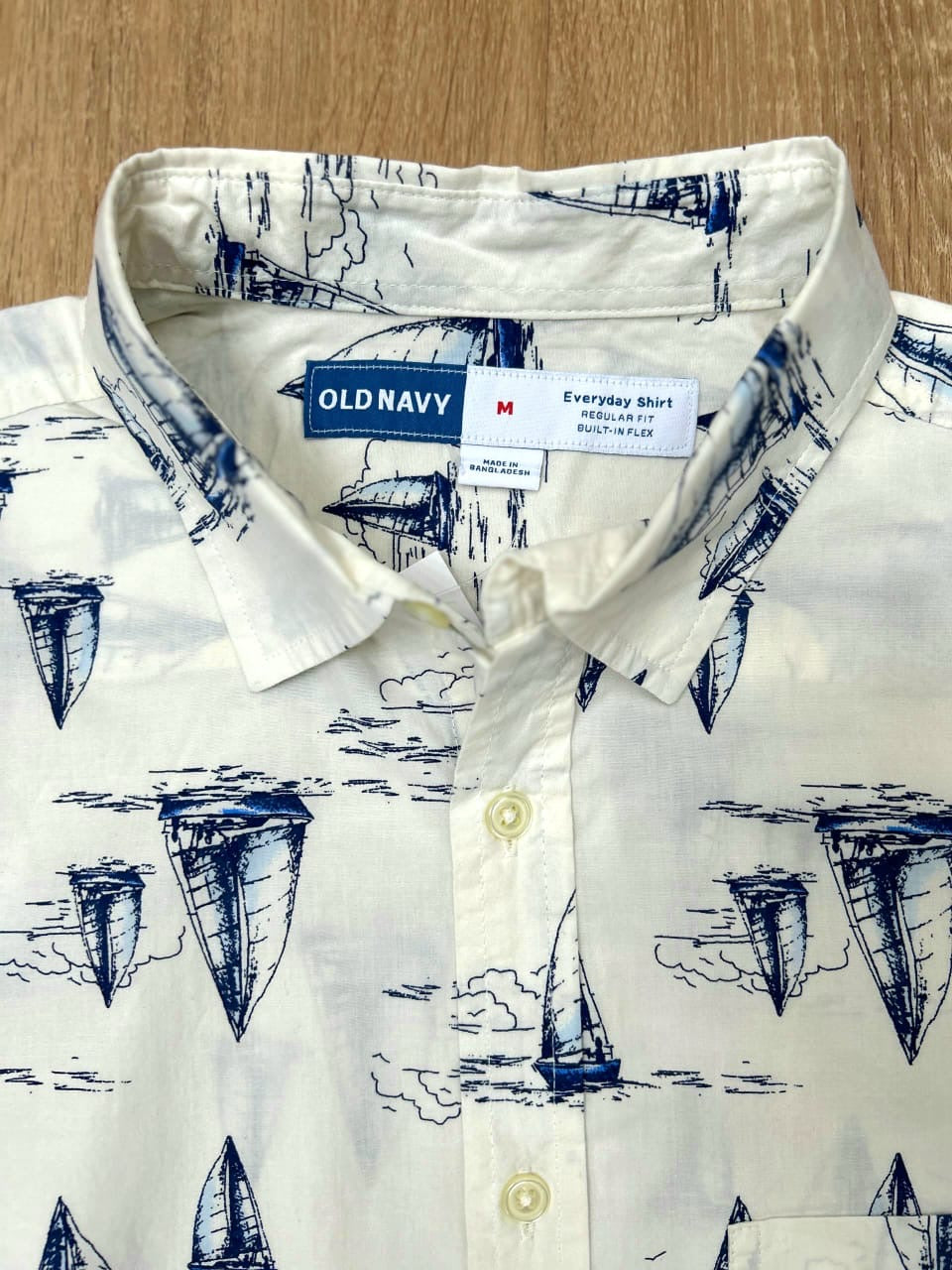 Old navy Regular Fit Nautical Pattern Shirt in Off White