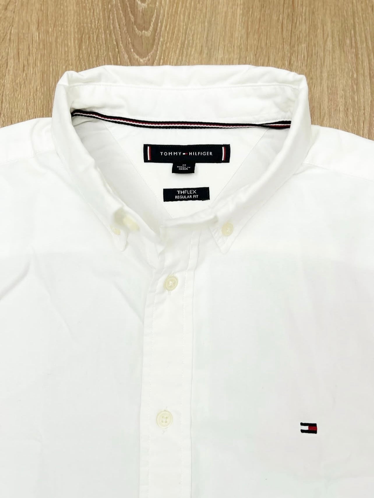 Tommy Hilfiger Regular Fit Poplin Cotton Short Sleeve Shirt in White