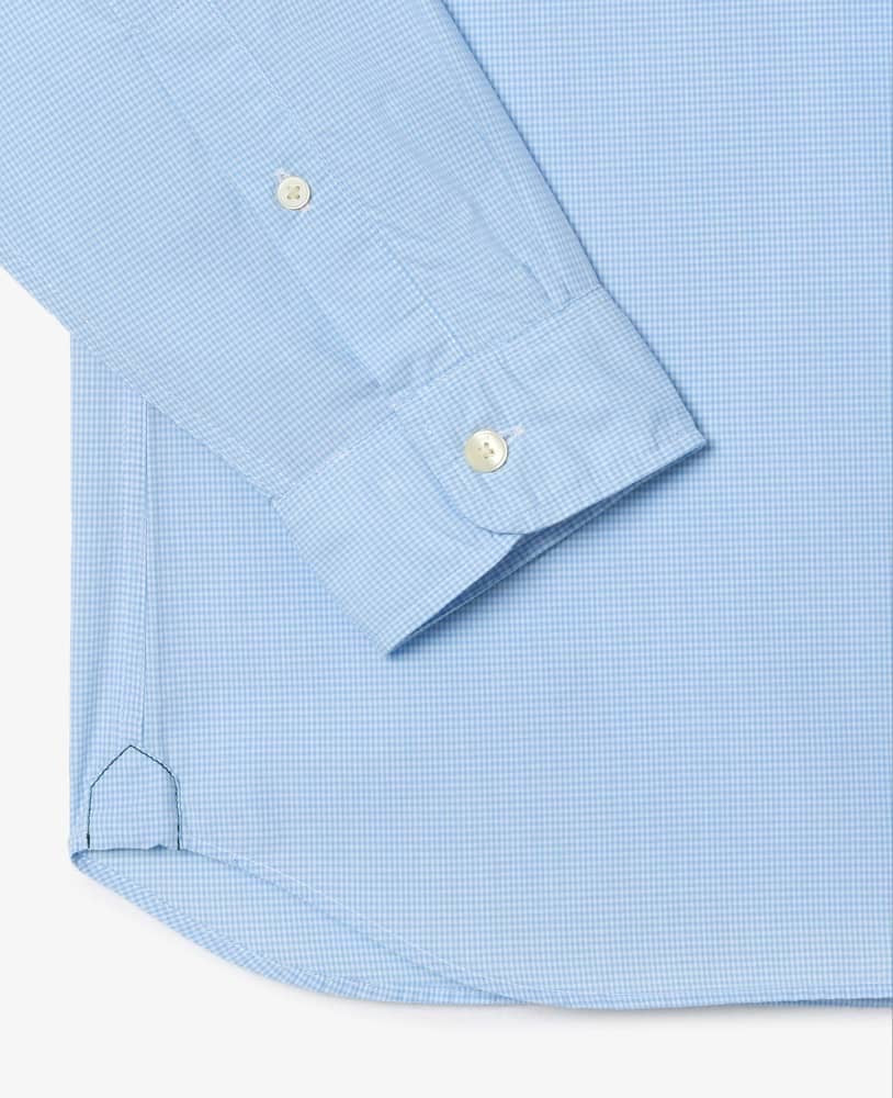 Lacoste Regular Fit Gingham Poplin Shirt in Sky Blue