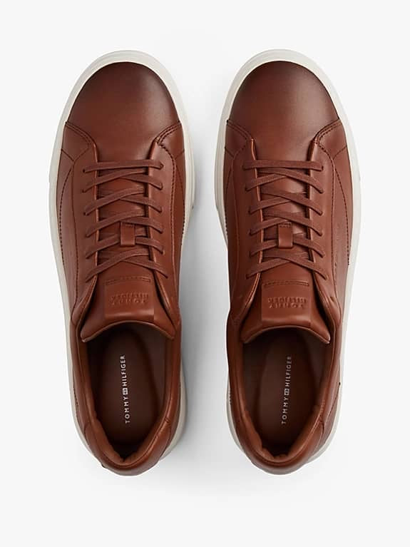 Tommy Hilfiger Brown Leather Trainers