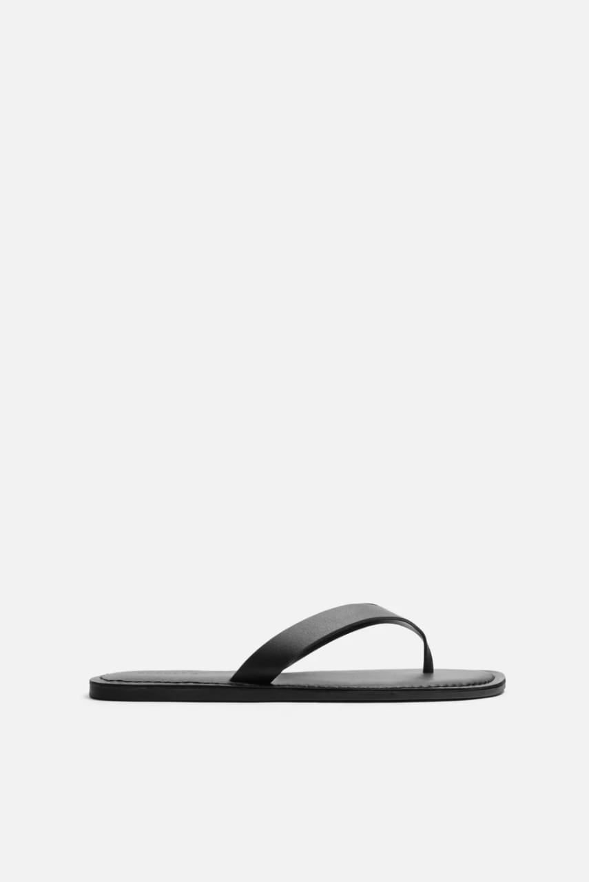 Zara Leather Sandal in All Black