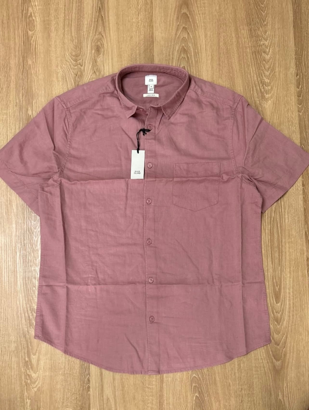 River island Regular Fit Linen/ Cotton Shirt in Mauve