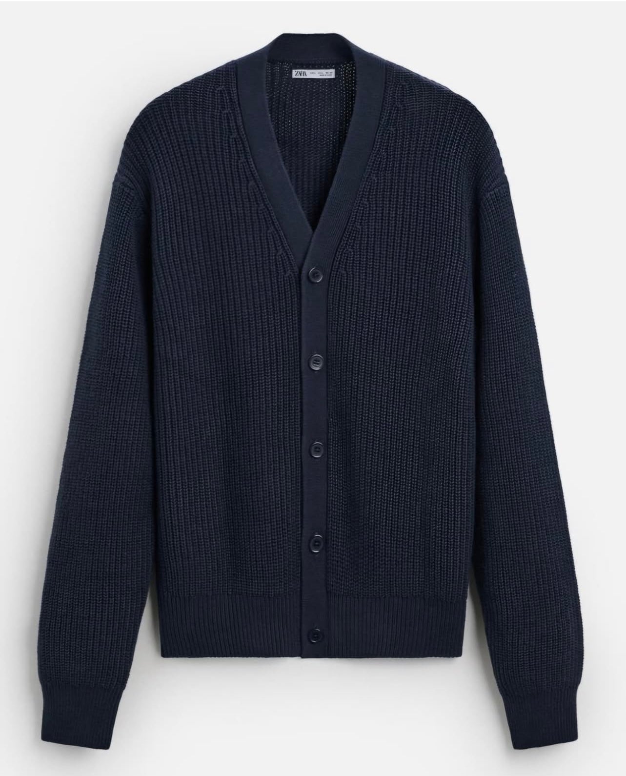 Zara Ribbed Cotton & Wool Cardigan