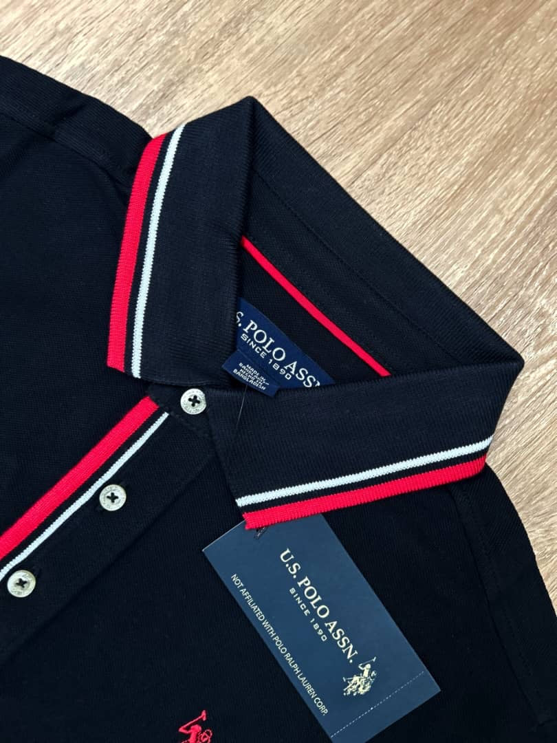 US Polo Assn Regular Fit Pique Polo Shirt in Black