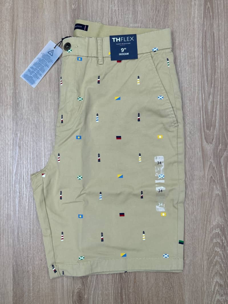 Tommy Hilfiger All over Flag Print Shorts in Beige