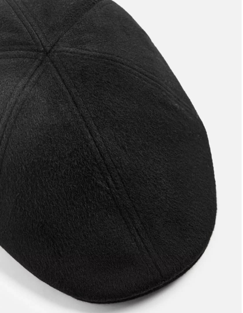 Zara Textured Flat Cap in Black
