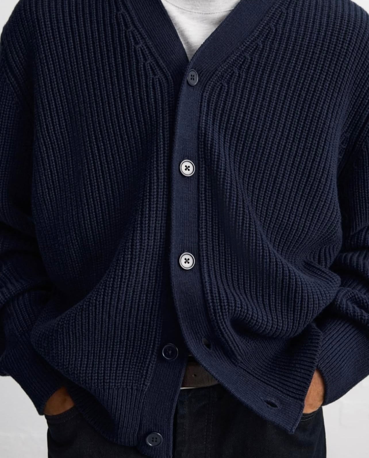 Zara Ribbed Cotton & Wool Cardigan