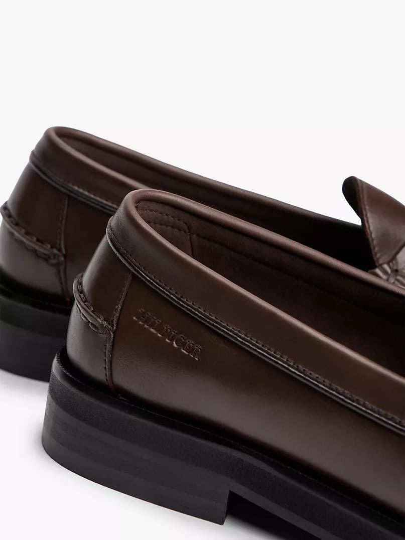 Tommy Hilfiger Leather Penny Loafers in Brown